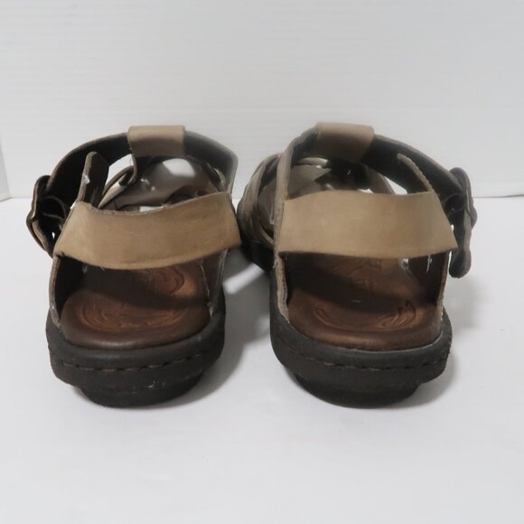 Born Women Taupe Leather Minimalist Flat  Sandals Sz 9 Fishermen Buckle shoes - Picture 12 of 14